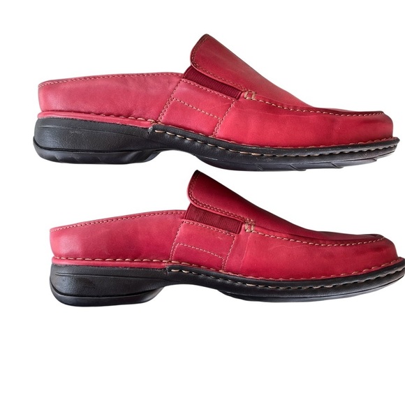 Rockport Red Leather Mules Slip On Clogs Genuine Leather Loafer Vintage Women’s - Picture 6 of 8
